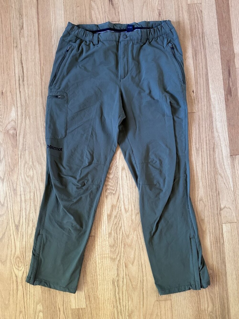 Marmot Hiking Pants Men Size 36 Green Straight Leg Outdoor Stretch Lightweight